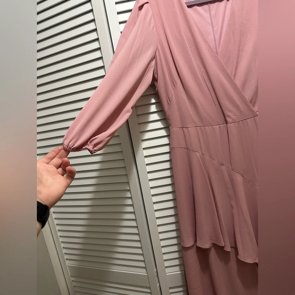 Danny & Nicole Ruffled Rose Midi Dress, Size 12 NWT - Picture 3 of 15